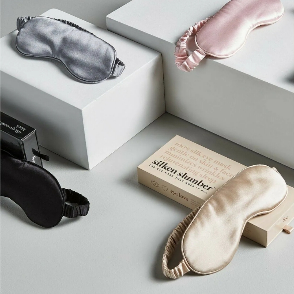 Black 100% silk sleep mask, eye mask Silken Slumber